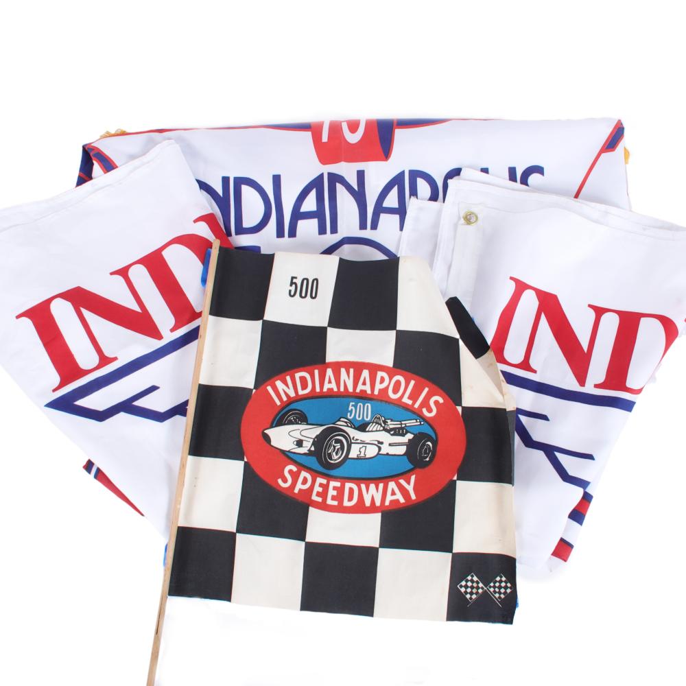 Appraisal: VINTAGE INDIANAPOLIS FLAG BANNERS H X W LARGEST Vintage Indianapolis