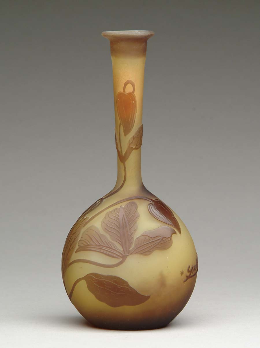 Appraisal: GALLE CAMEO VASE Beautiful Galle vase has nicely detailed brown