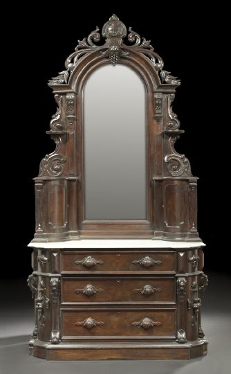 Appraisal: Monumental American Rococo Revival Rosewood Three-Piece Bedroom Suite third quarter