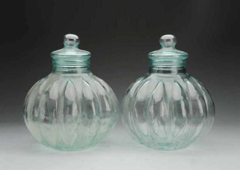 Appraisal: Lot of Early Blown-Out Apothecary Jars Beautiful early aqua blue