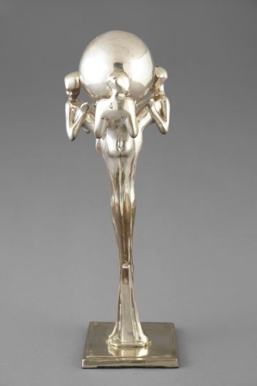 Appraisal: Stylish American Art Deco Silvered Bronze Sculpture second quarter th