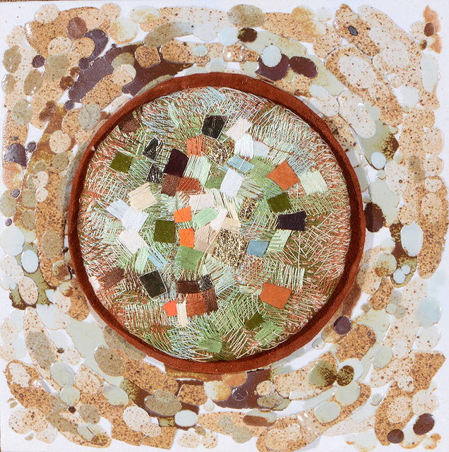 Appraisal: Alison Taylor British - Brown pebble titled verso embroidery on