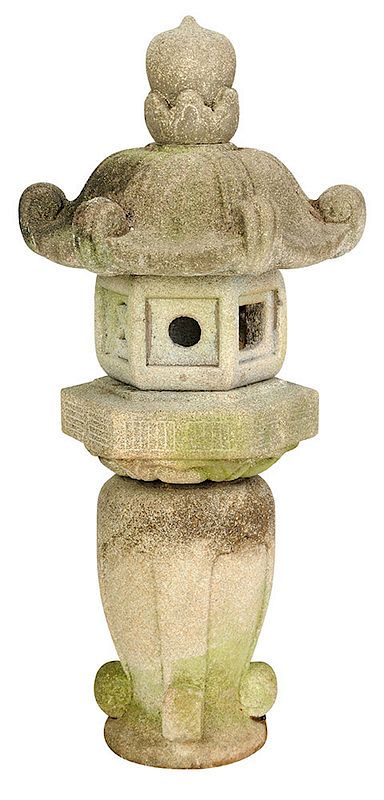 Appraisal: Japanese Carved Stone Garden Lantern th th century in five