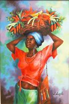 Appraisal: L L veill circa Haitian Beauty Oil on Canvas signed