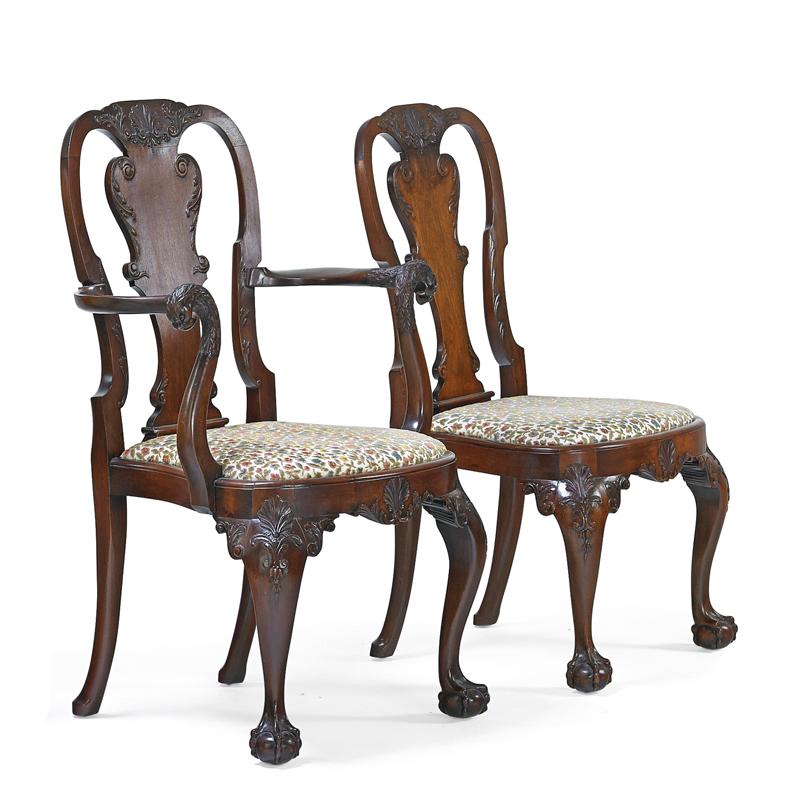 Appraisal: IRISH GEORGE II STYLE PARLOR CHAIRS Condition Report