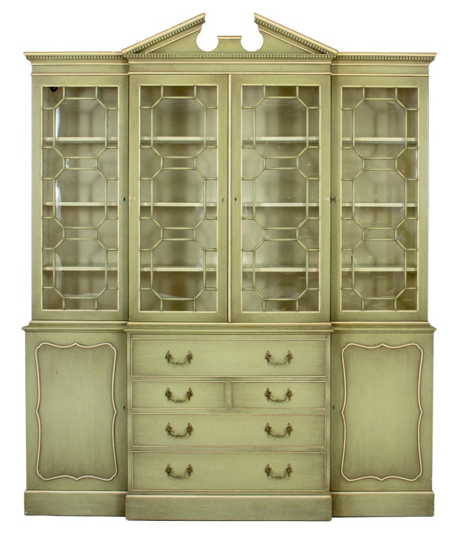 Appraisal: GEORGE III STYLE GREEN PAINTED BOOKCASE SECRETARY George III style