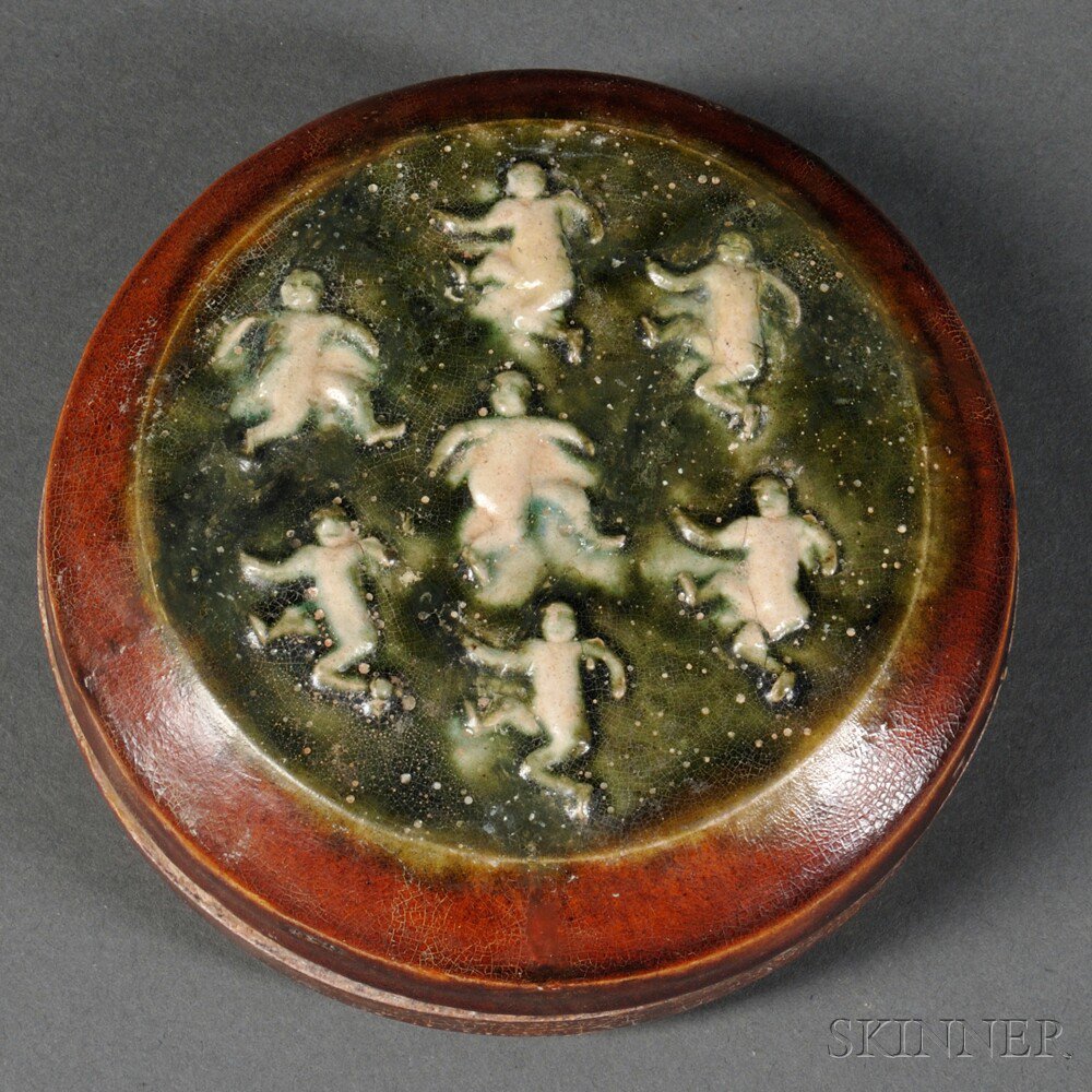 Appraisal: Sancai Covered Case China Tang Dynasty style with molded decoration