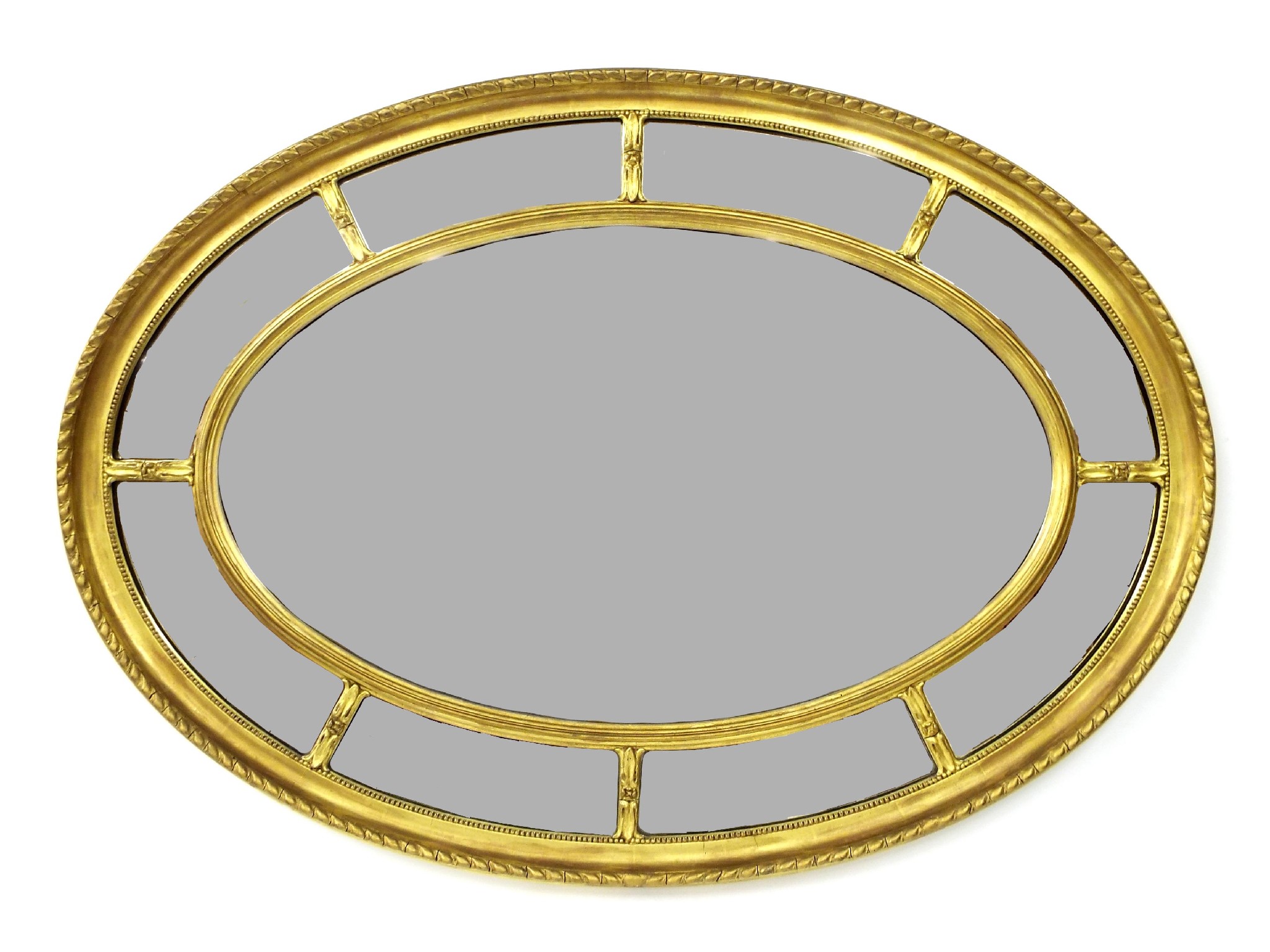 Appraisal: th century gilt gesso oval framed wall mirror in the