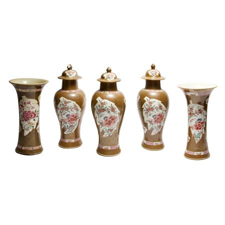 Appraisal: Chinese Famille Rose Enameled Porcelain Garniture Estimate -