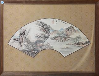 Appraisal: Two Chinese Fan Paintings lot of Chinese framed fan paintings