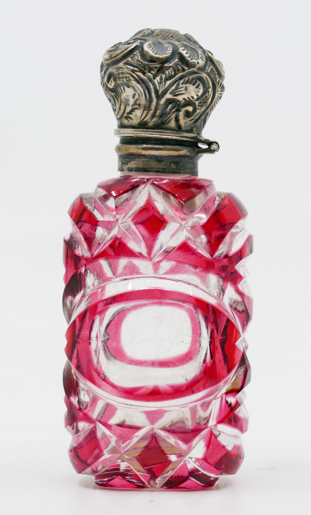 Appraisal: Antique Red Cut to Clear Glass Scent Bottle '' -