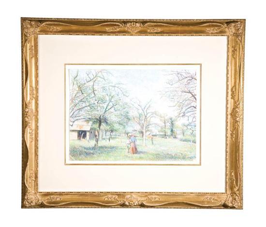 Appraisal: SPRINGTIME LANDSCAPE WITH CHILDREN BY HUGHES CLAUDE PISSARRO FRANCE B