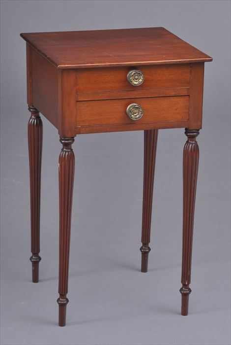 Appraisal: FEDERAL MAHOGANY NIGHT STAND Containing two drawers with brass pulls