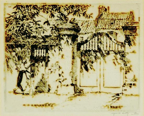 Appraisal: Alfred Hutty South Carolina - BISHOP'S GATE CHARLESTON drypoint etching