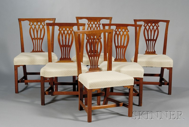 Appraisal: Set of Six Chippendale Side Chairs late th century with