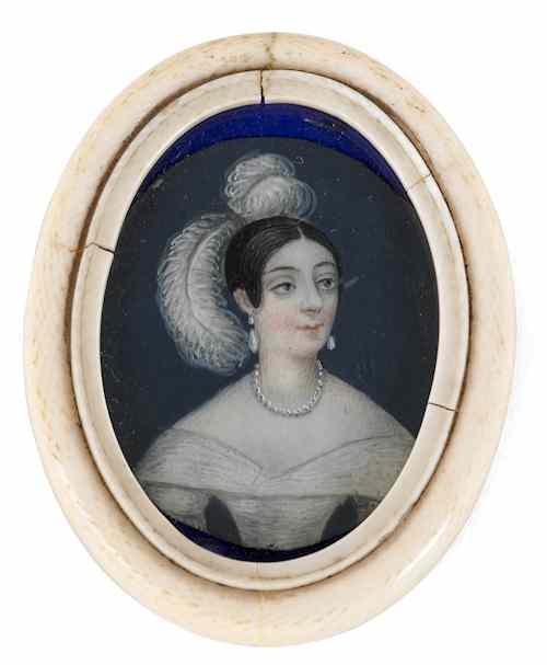 Appraisal: Watercolor on ivory portrait late th c of a woman