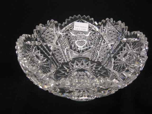 Appraisal: Cut Glass Berry Bowl hobstar notch chain designs '' brilliant