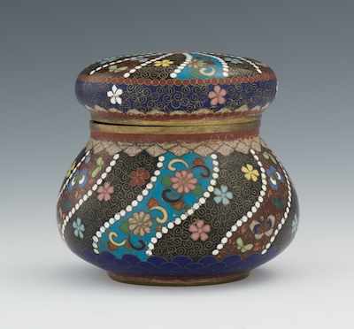 Appraisal: A Cloisonne Lidded Tea Leaf Container With a mushroom cap