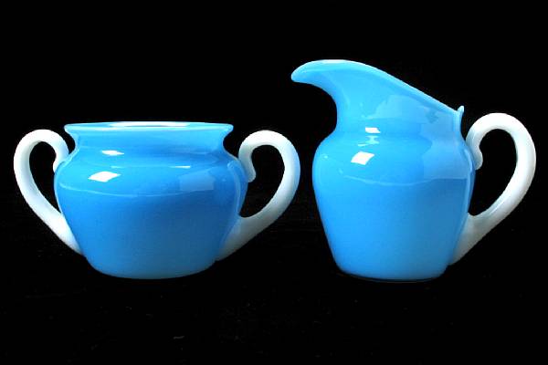 Appraisal: A Steuben blue Jade and alabaster glass sugar and creamer