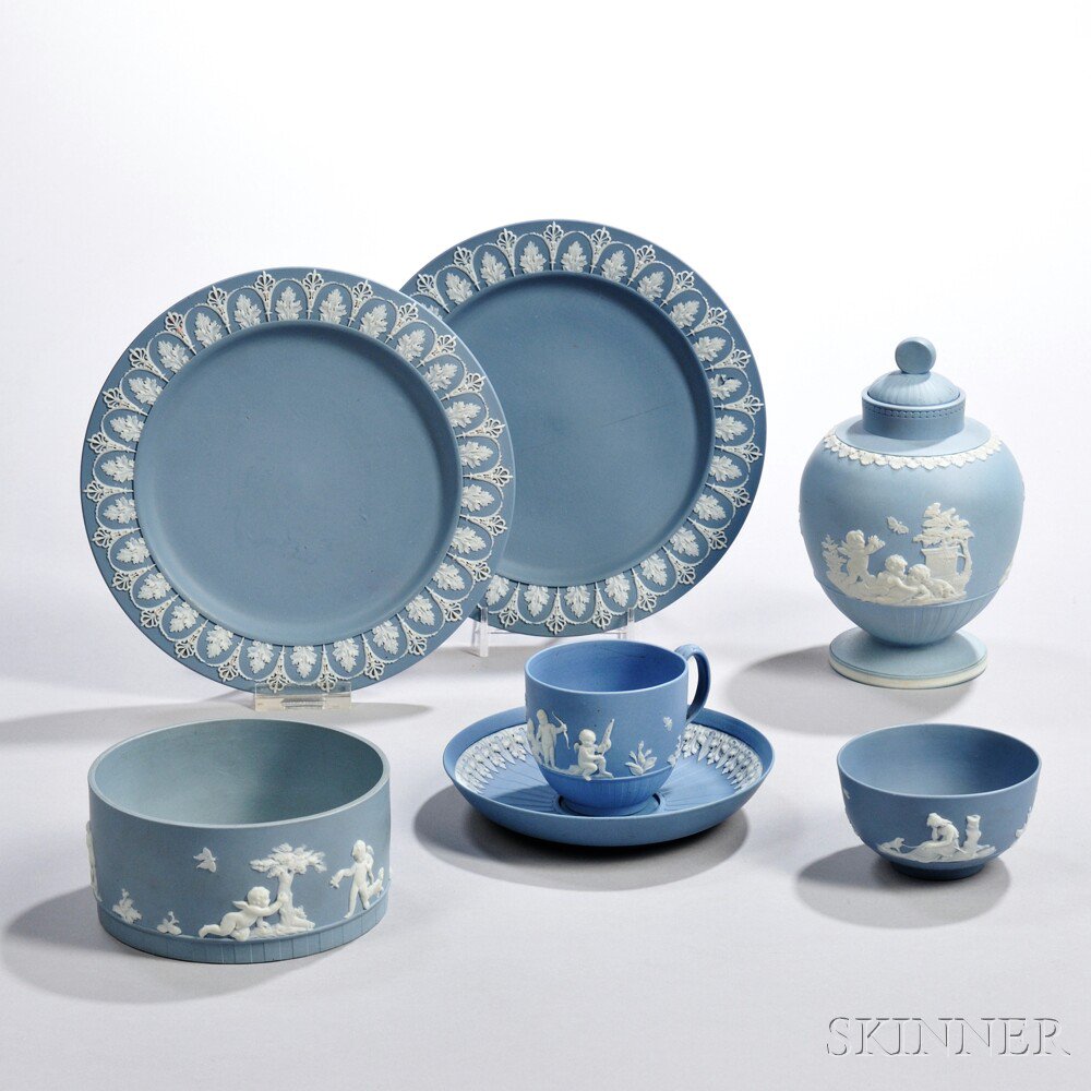 Appraisal: Six Wedgwood Solid Blue Jasper Items England th century each