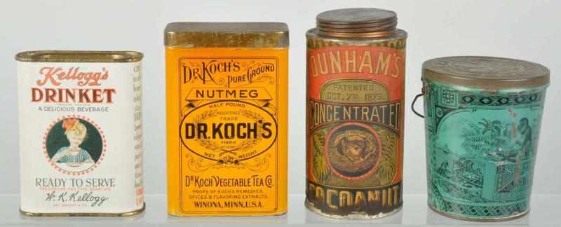 Appraisal: Lot of Food Product Tins Description Includes Dunham's Coconut and