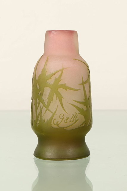 Appraisal: Emile Gall French - 'Thistle' vasecameo glass in pink overlaid