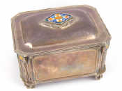 Appraisal: A wood lined white metal tests silver Arts Crafts box