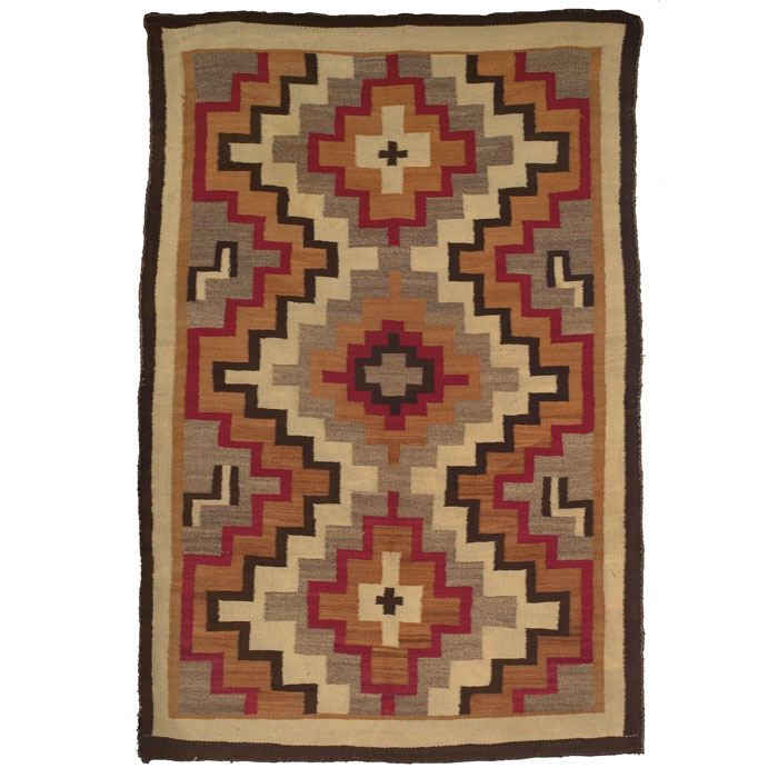 Appraisal: Navajo rug ca geometric pattern in red gray and brown