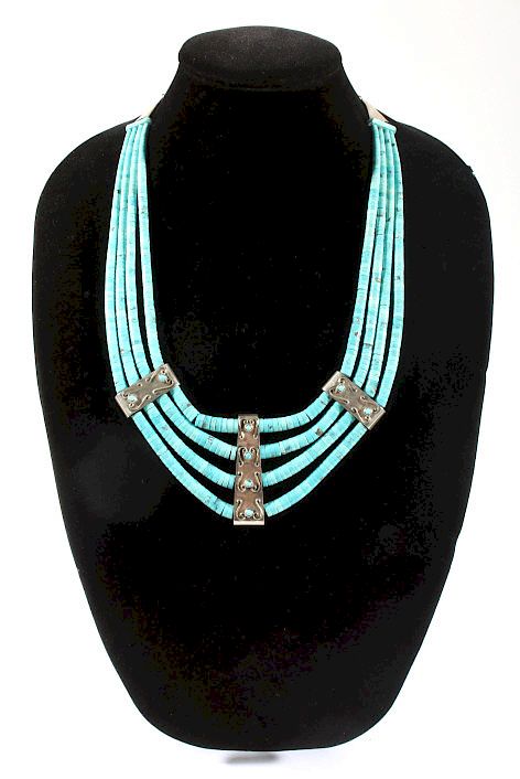 Appraisal: Navajo Morenci Turquoise Multistrand Necklace Included for bidding in this