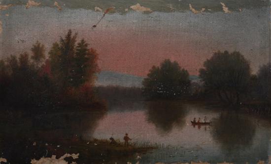 Appraisal: MARY ANN COPELAND American - LAKE SCENE WITH BOATERS inscribed