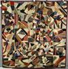 Appraisal: QUILT - x - th c silk crazy quilt with