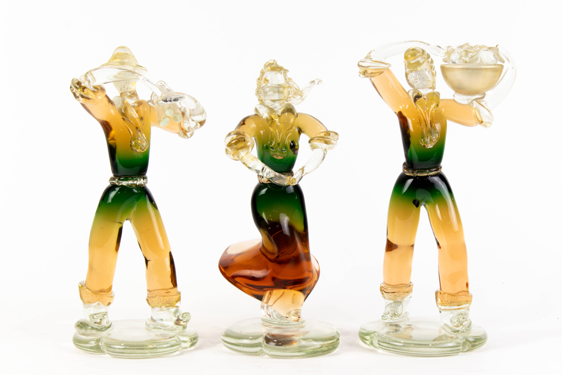 Appraisal: Lot of Murano glass figures each on quatrefoil base greatest