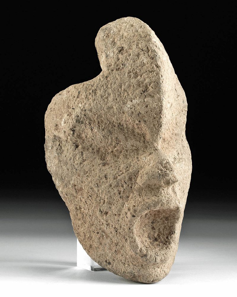 Appraisal: Veracruz Stone Anthropomorphic Head Hacha Pre-Columbian Gulf Coast Mexico Veracruz