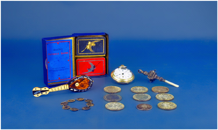 Appraisal: Small Bag Of Collectables Comprising A Babys Silver Rattle Missing