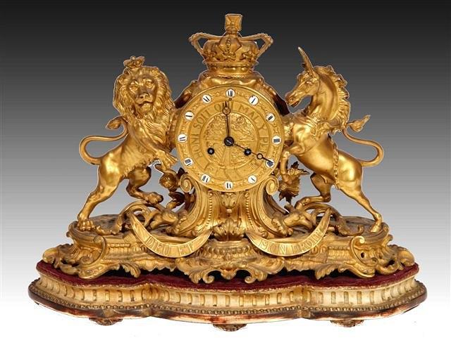 Appraisal: A FRENCH ORMOLU MANTEL CLOCK in the form of a