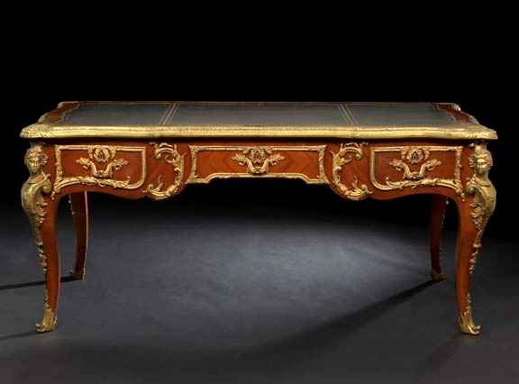 Appraisal: Louis XV-Style Ormolu-Mounted Kingwood Bureau Plat late th century the