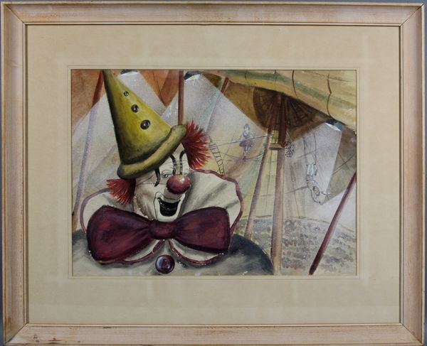 Appraisal: th Century clown circus scene w c x in frame