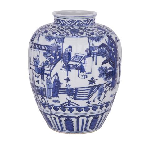 Appraisal: A Large Blue and White Figural Jar Jiajing Mark In