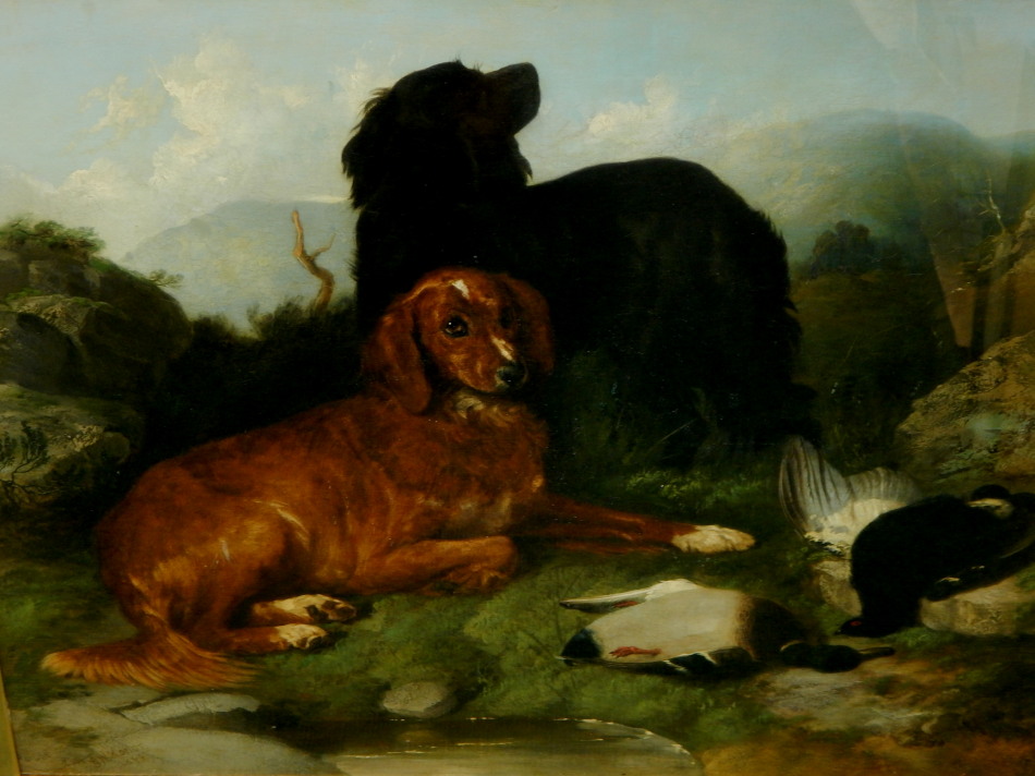 Appraisal: George William Horlor - Two dogs in landscape with dead