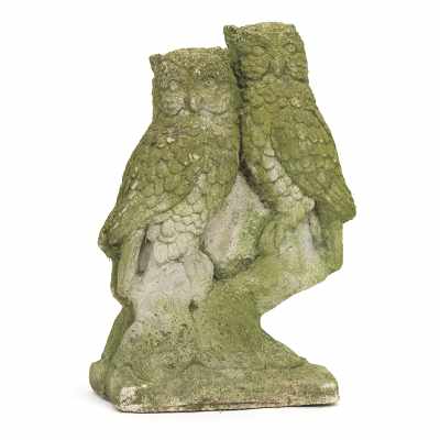 Appraisal: A Cement Composition Garden Figure of Two Owls Two owls