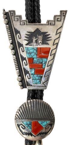 Appraisal: Native American sterling silver two-piece bolo tie Alvin and Lula