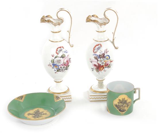 Appraisal: Vienna porcelain cups with saucers and pair Continental ewers coffee