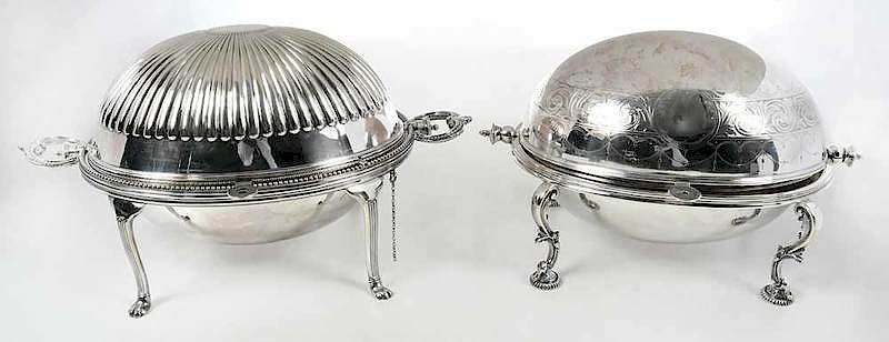 Appraisal: Two Rotating Silver Plate Servers English late th early th