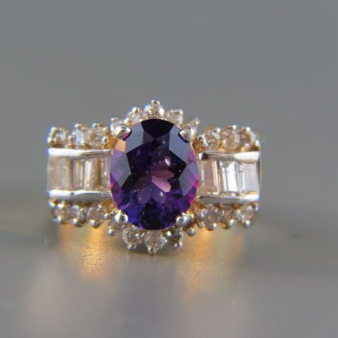 Appraisal: Amethyst Diamond Ring rich oval gem weighing carats and round