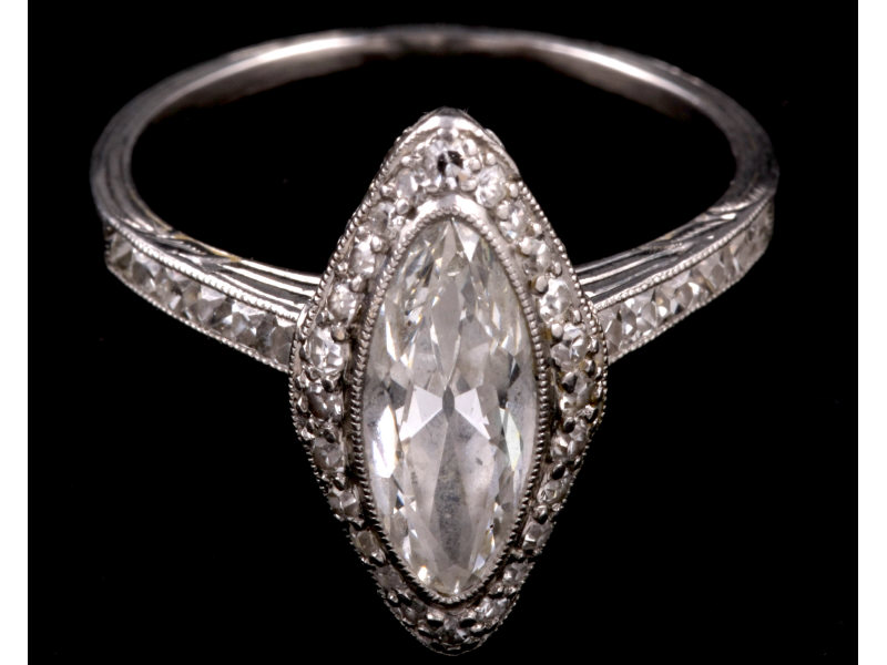 Appraisal: Lady's Platinum Marquise Diamond Ring One platinum diamond ring featuring