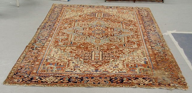 Appraisal: Semi antique room size Heriz carpet x