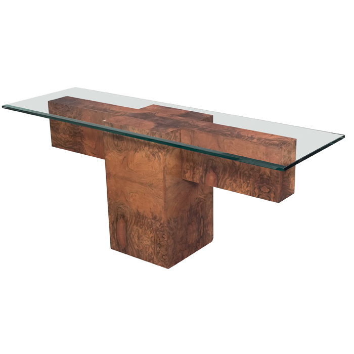 Appraisal: Paul Evans dining table console table by Directional burl wood