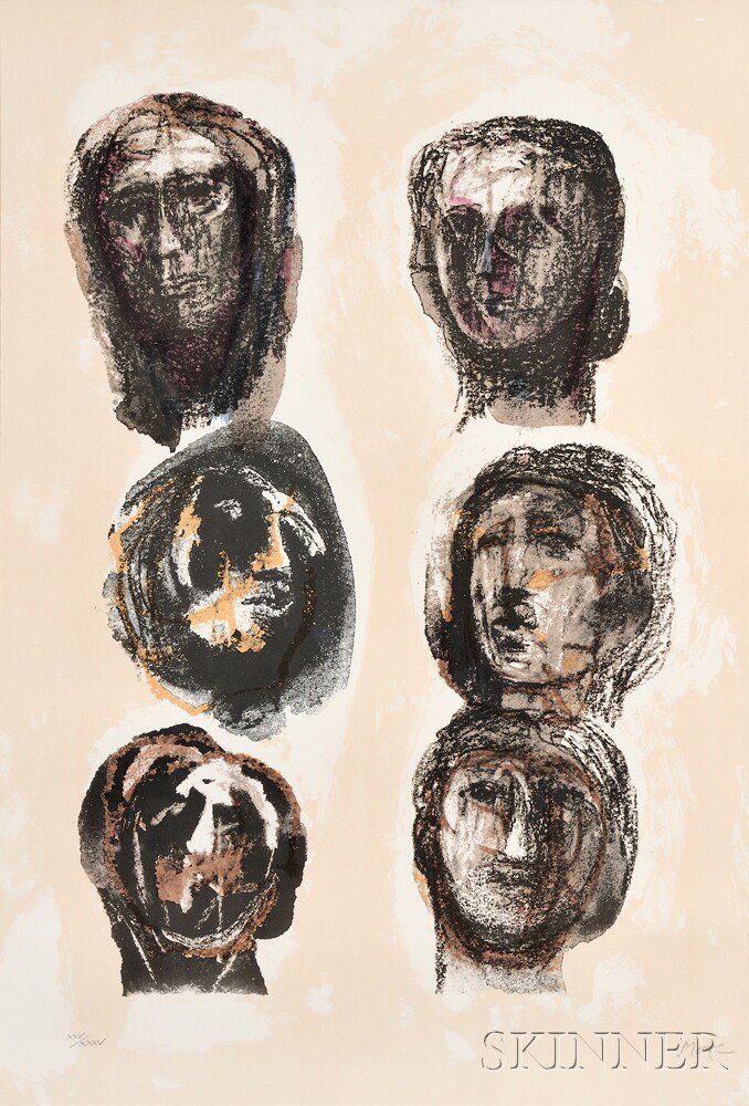 Appraisal: Henry Moore British - Six Heads Olympians outside of the