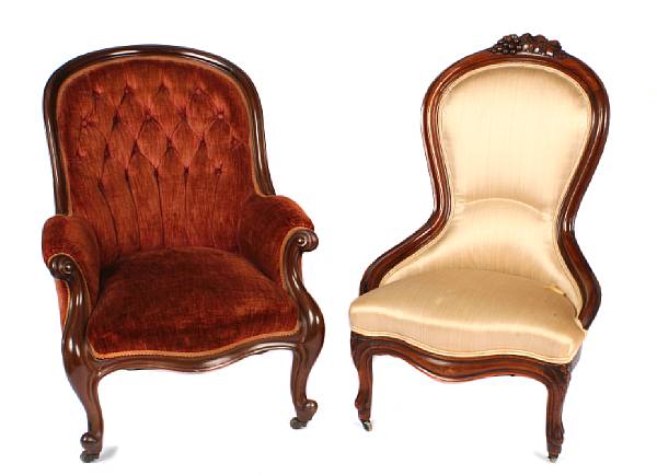 Appraisal: A group of two Victorian upholstered chairs height of largest