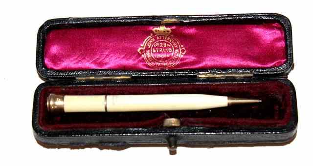 Appraisal: A GOLD AND IVORY 'MORDAN EVERPOINT' propelling pencil with case